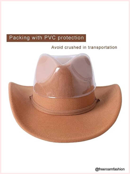 Felt Wide Brim Cowboy Hat with Wind Lanyard Dress Up Western main image 5